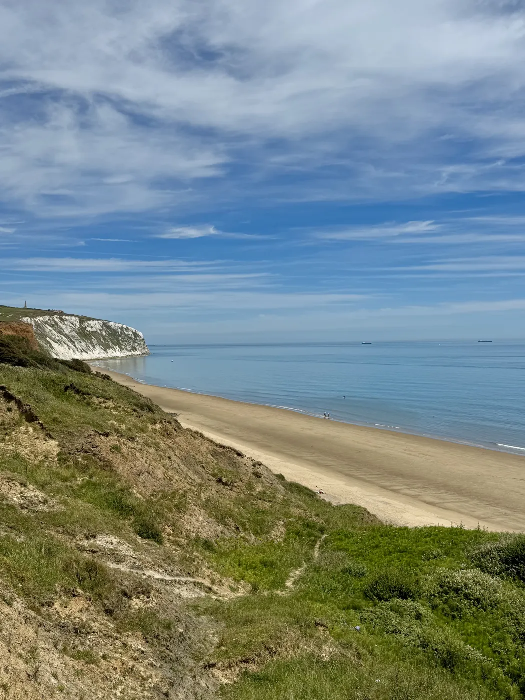 Grassy dunes above Yaverland beach and Culver cliffs