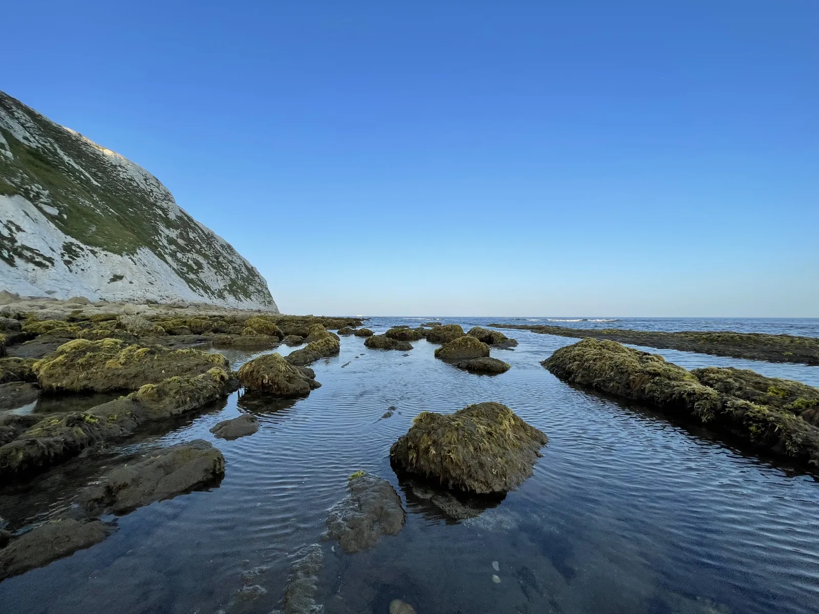 Rockpools beneath Culver cliffs at low tide